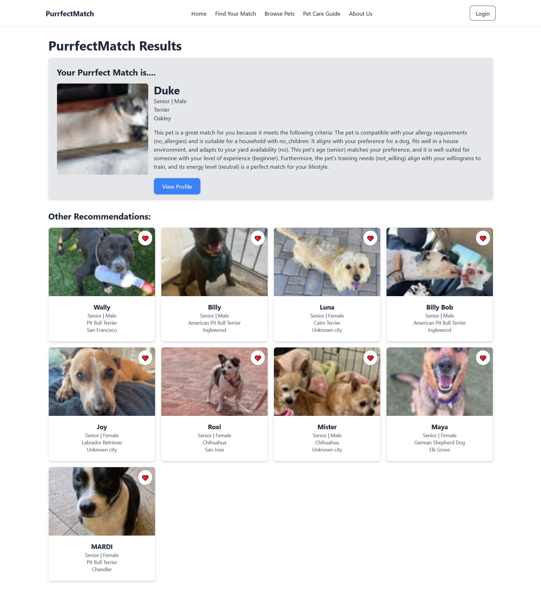 Personal Quiz Results Page